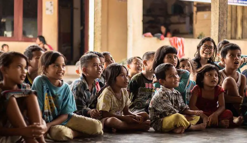 group of children listening