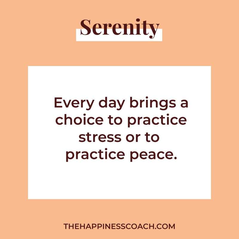 everyday brings a choice to practice stress or to practice peace