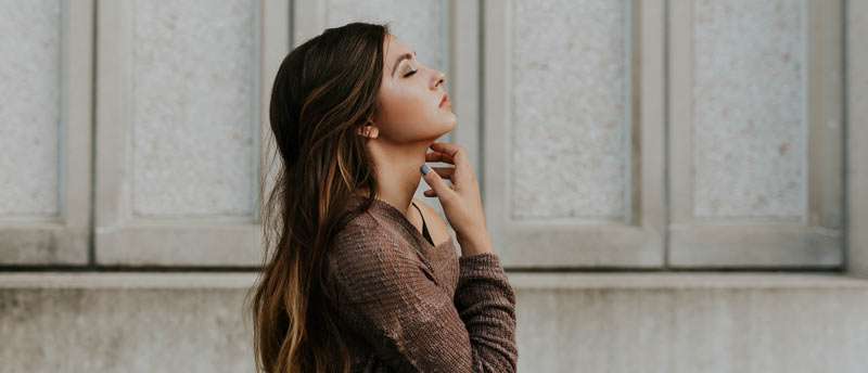 woman taking some time to ground herself