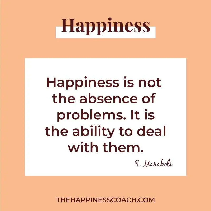 happiness is not the absence of problems. It is the ability to deal with them.