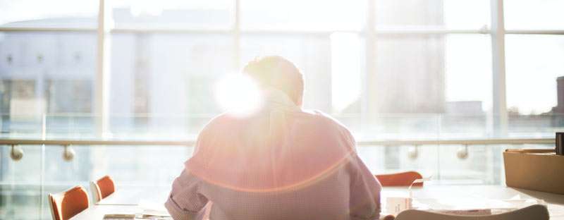 man focused on work