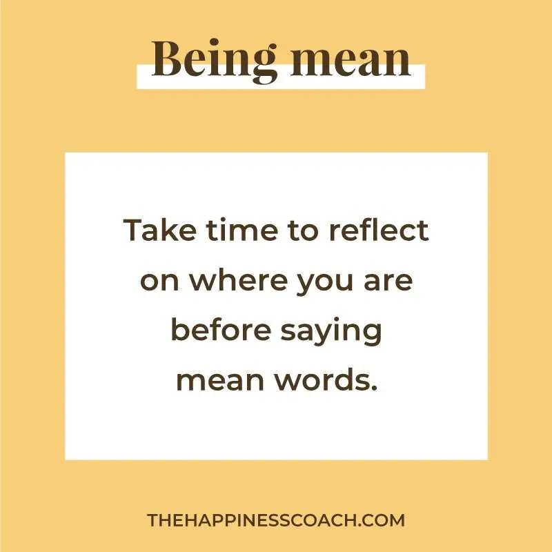Quote: "Take time to reflect on where you are before saying mean words."
