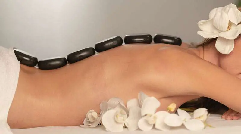 woman having a stone massage
