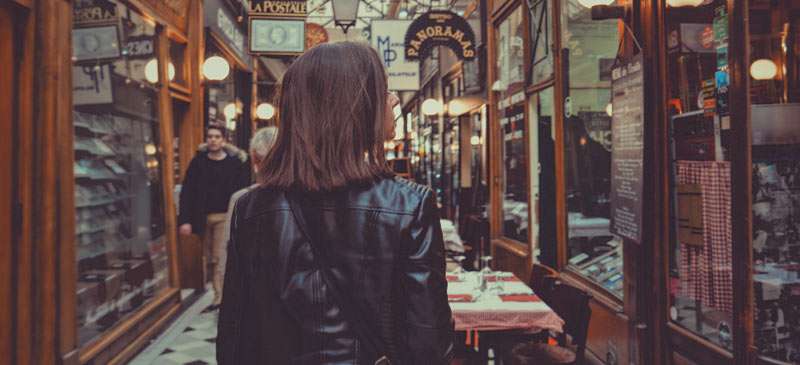 woman shopping and visiting