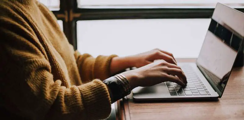 woman working on her laptop