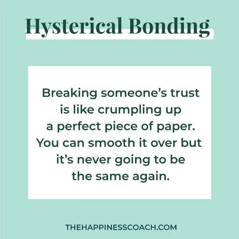 breaking someon's trust is like crumpling up a perfect piece of paper. You can smooth it over but it's never going to be the same again.