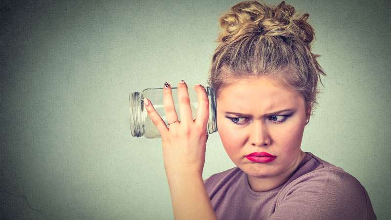 nosey woman listening to conversations