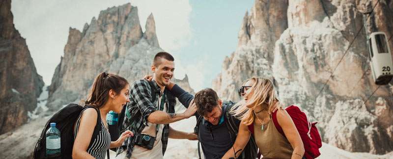 a group of 4 friends on a trip