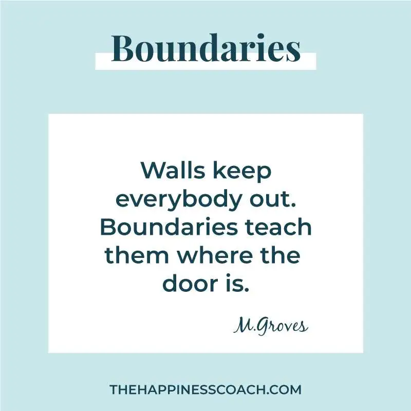 Walls keep everybody out. Boundaries teach them where the door is...