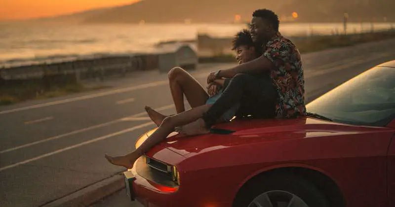 couple on a car