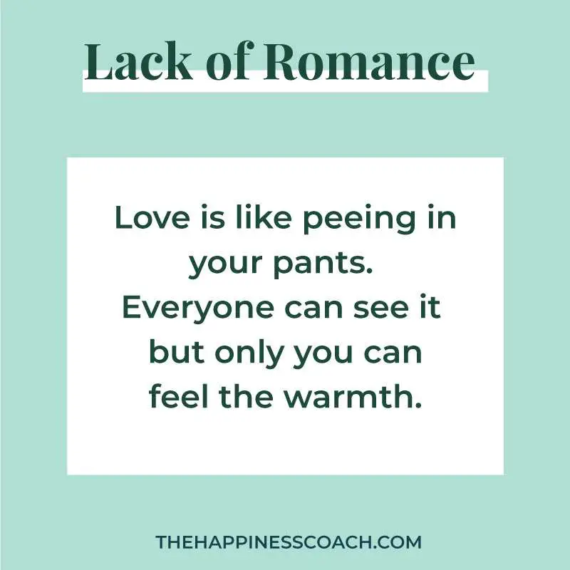 love is like peeing in your pants. Everyone can see it but only you can feel the warmth.