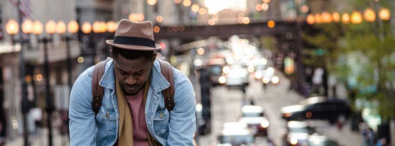 man alone in the street