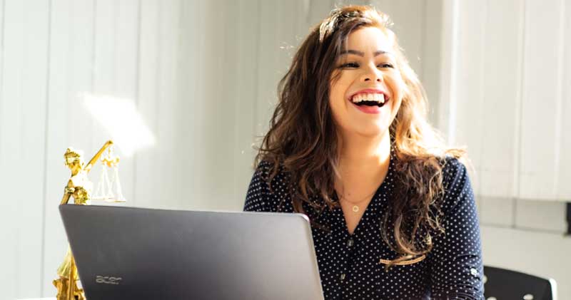 woman smiling at work