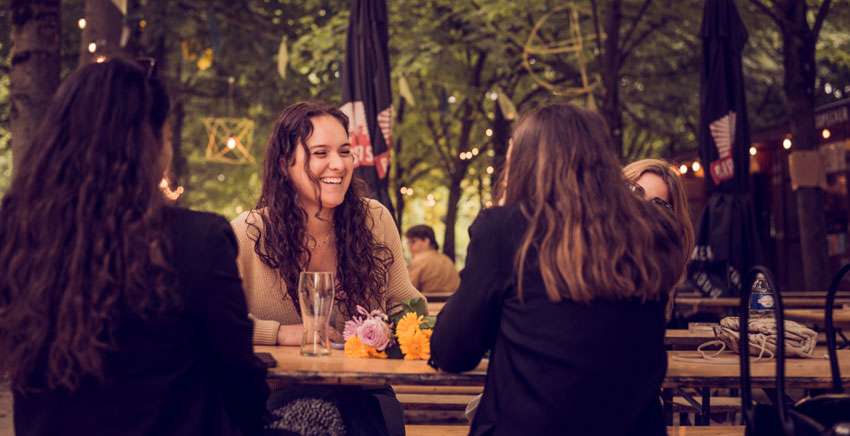 girl having fun with her friends and family