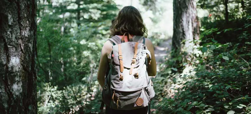 woman walking in the forest