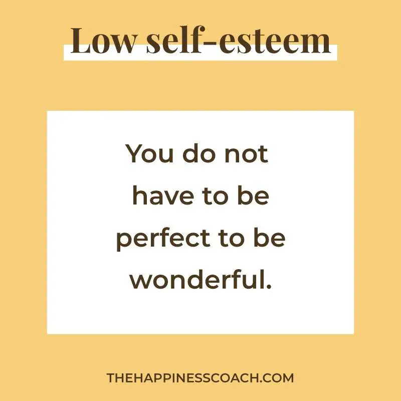 Low self esteem quote 2 : "you do not have to be perfect to be wonderful"