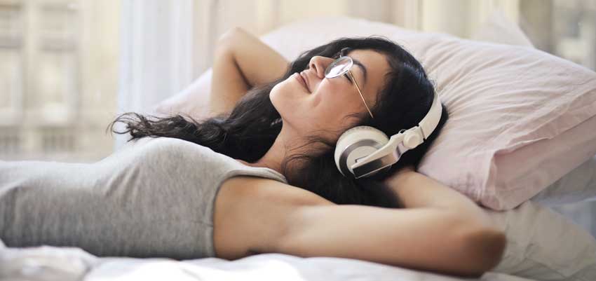 person listening to music